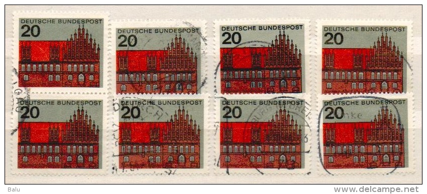 Deutschland 1964 Mi 416 8x Gestempelt, 1x Senkrechter Zweierstreifen, Hannover, Altes Rathaus, Y&T 288 - Gebraucht