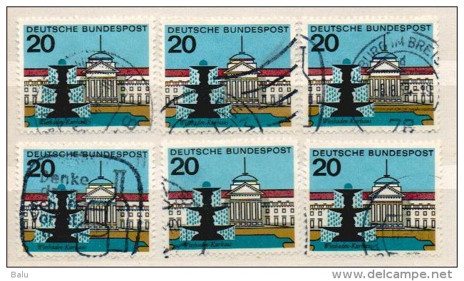 Deutschland 1964 Mi 420 6x Gestempelt, Wiesbaden, Kurhaus. Hauptstädte Der Länder, Y&T 292 - Gebraucht