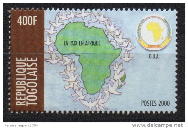 Togo 2000 - Mi. 3165 La Paix En Afrique Peace Frieden OUA O.U.A. 400 F MNH** RARE !!! - Togo (1960-...)