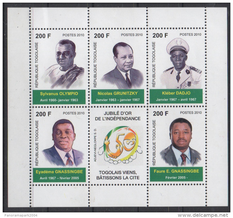 Togo 2010 - Mi. Bl. 529 Block Bloc Souvenir Sheet 50 Ans Indépendance Years Independance Unabhängigkeit MNH** RARE !!! - Togo (1960-...)