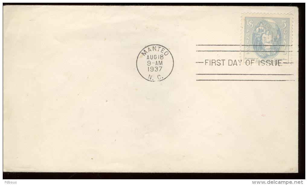 FDC Scott 796  MANTEO 1937  - VIRGINA DARE    - COTE SCOTT USD 11,00 - 1851-1940