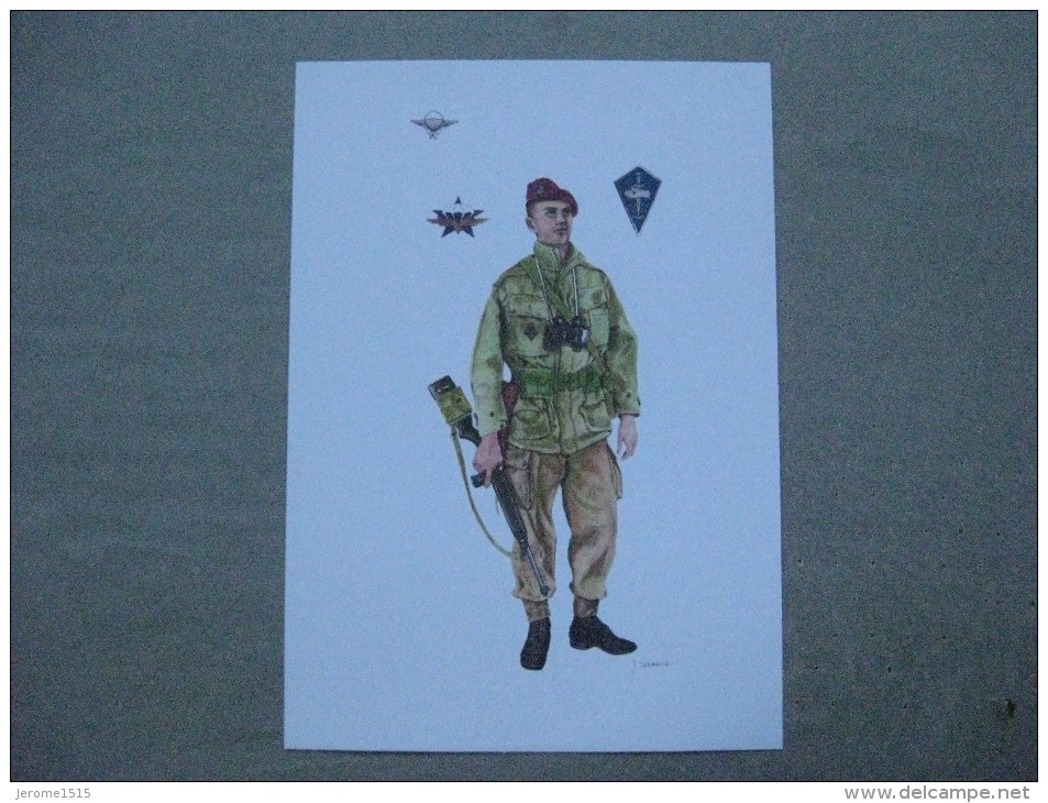 Affiche : Dessin D´un Commando Parachutiste Guerre D´ Indo-Chine - Documenten