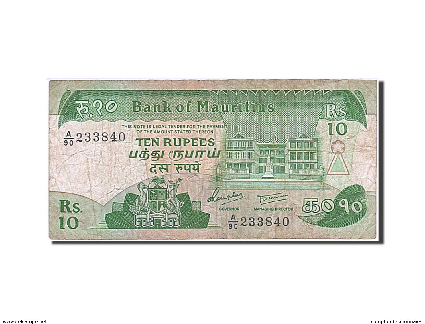 Billet, Mauritius, 10 Rupees, 1985, Undated, KM:35a, TB - Maurice