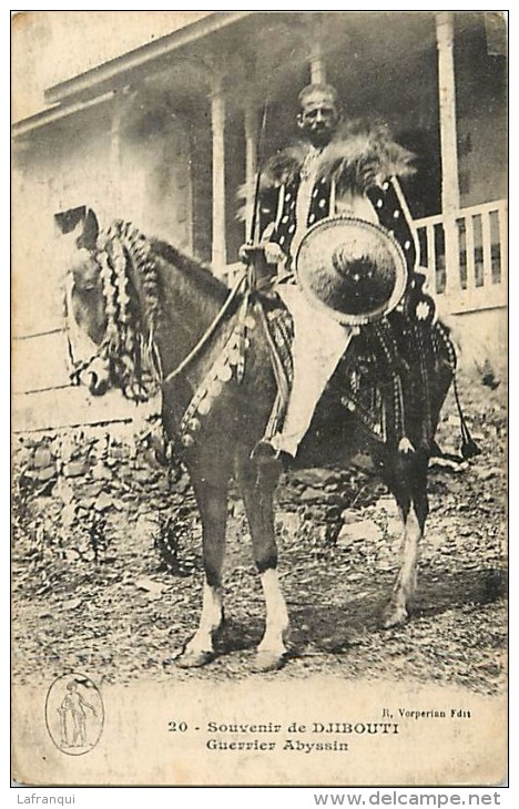 Ref K986- Souvenir De Djibouti - Guerrier Abyssin Et Son Cheval   - Carte Bon Etat - Djibouti