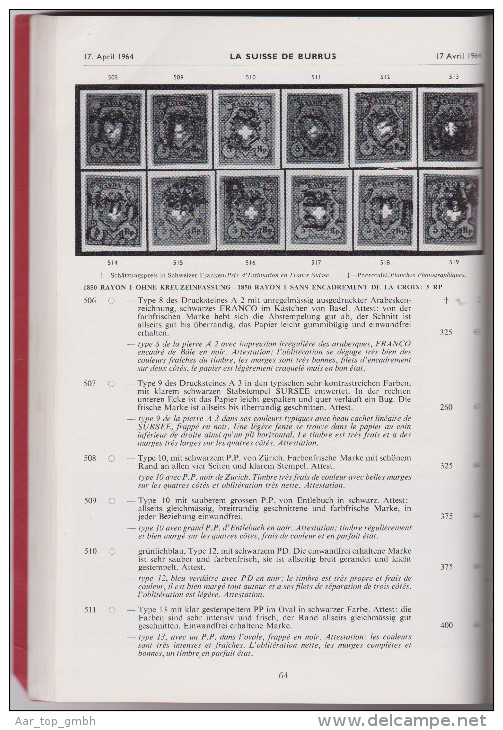 Schweiz, Auktionskatalog Sammlung Burrus 16-18-April 1964 Von Robson Lowe Ltd Switzerland - Catalogues De Maisons De Vente