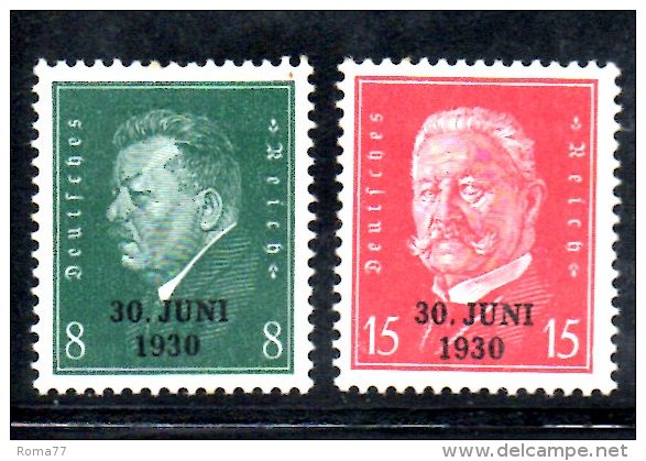 GERMANIA IMPERO 1930 , Serie N. 426A/B * . Renania - Nuovi