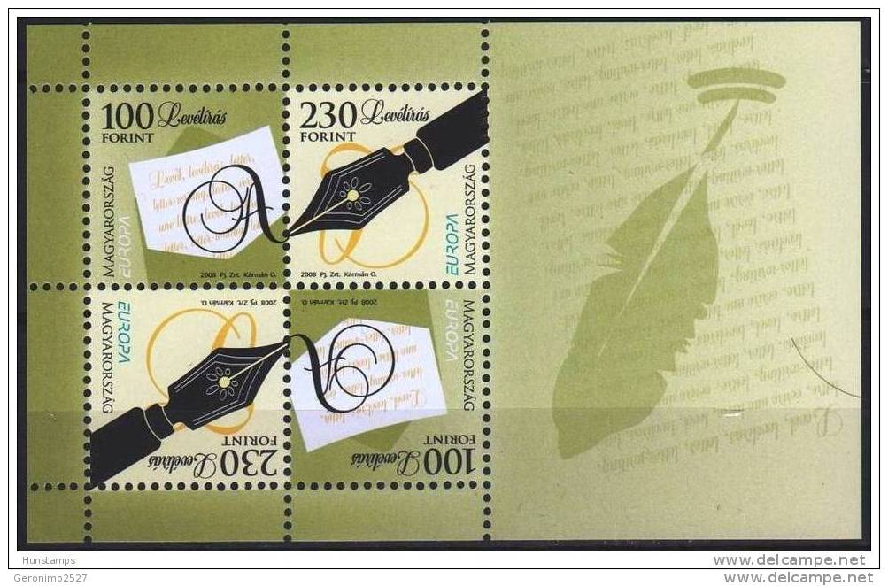 Europa CEPT 2008 HUNGARY The Letter - Fine S/S MNH - Neufs