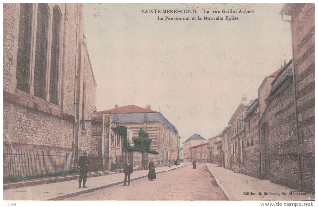 SAINTE-MENEHOULD La Rue Gaillot-Aubert Le Pensionnat Et La Nouvelle Eglise (1910) - Sainte-Menehould