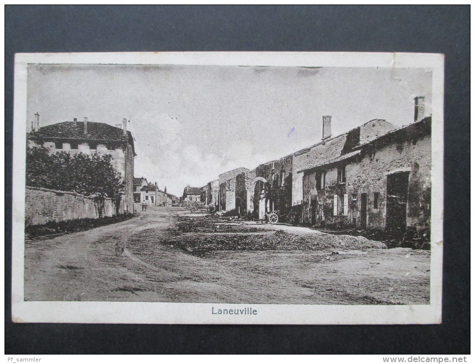 AK Frankreich 1. WK 1915 Dorfstrasse Laneuville. Briefstempel Krankensammelstelle Bahnhof - Stenay