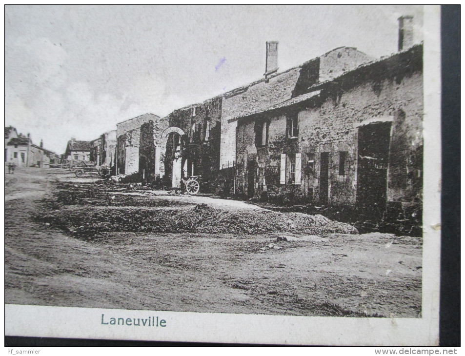 AK Frankreich 1. WK 1915 Dorfstrasse Laneuville. Briefstempel Krankensammelstelle Bahnhof - Stenay