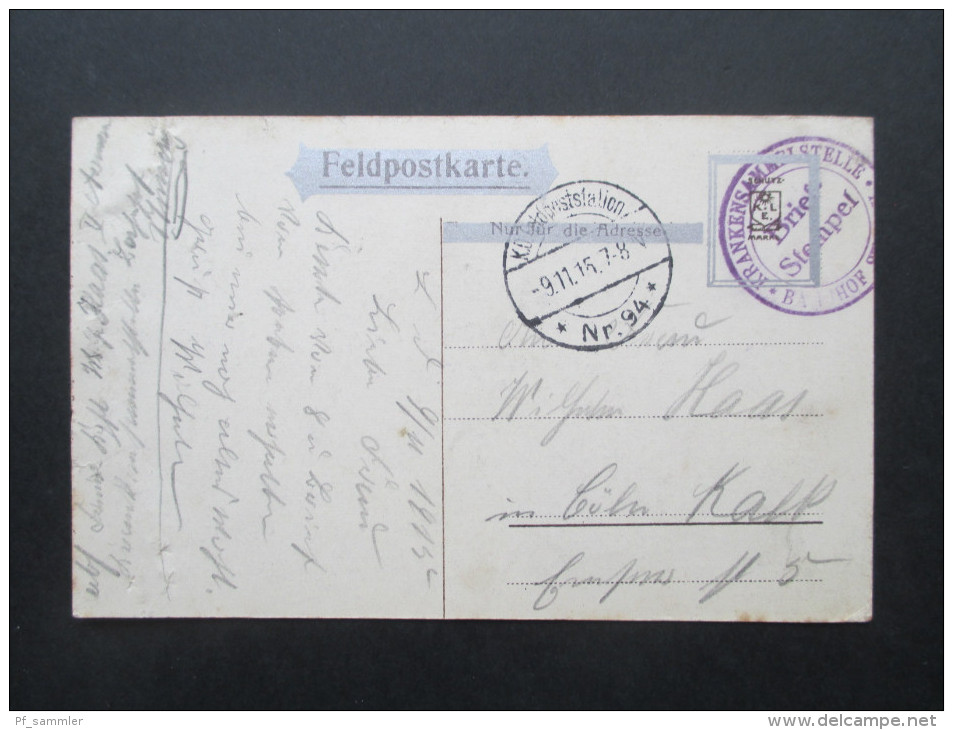 AK Frankreich 1. WK 1915 Dorfstrasse Laneuville. Briefstempel Krankensammelstelle Bahnhof - Stenay