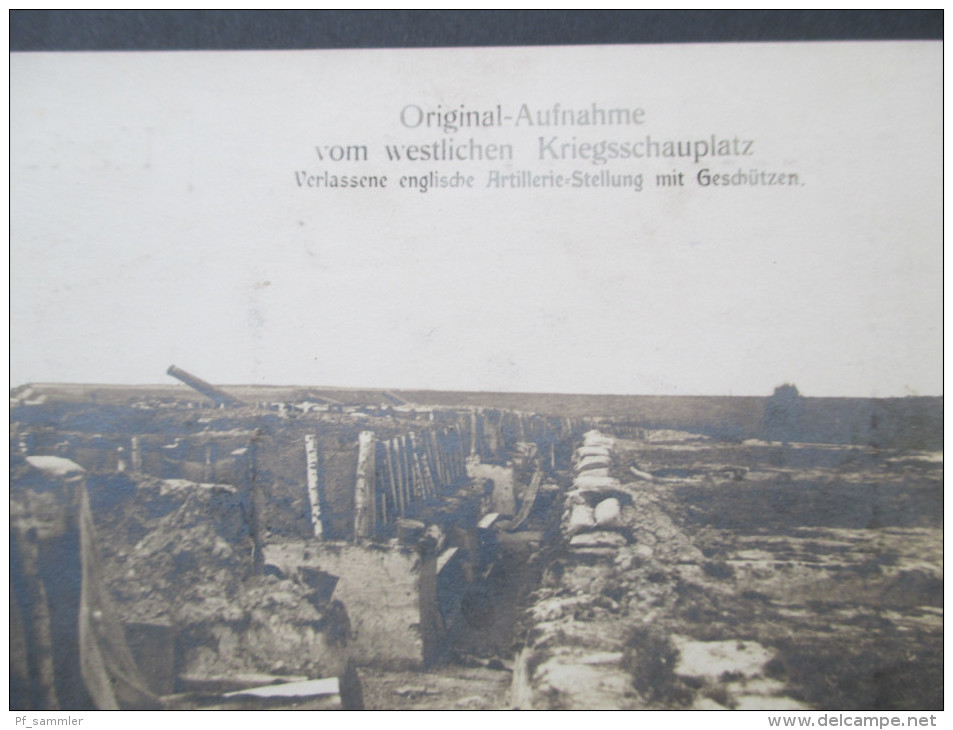 AK 1. WK. 1915 Verlassene Englische Artillerie-Stellung Mit Geschützen. Kriegslazarett Abtlg. V.A.K. Original Foto! - Guerre 1914-18