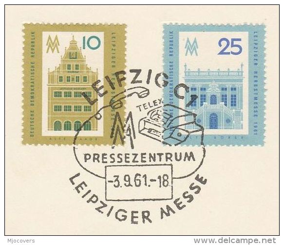 1961 EAST GERMANY Leipzig Faire FDC With SPECIAL Pmk Illus TELEX MACHINE TELEPHONE Telecom Stamps Ddr - Telecom