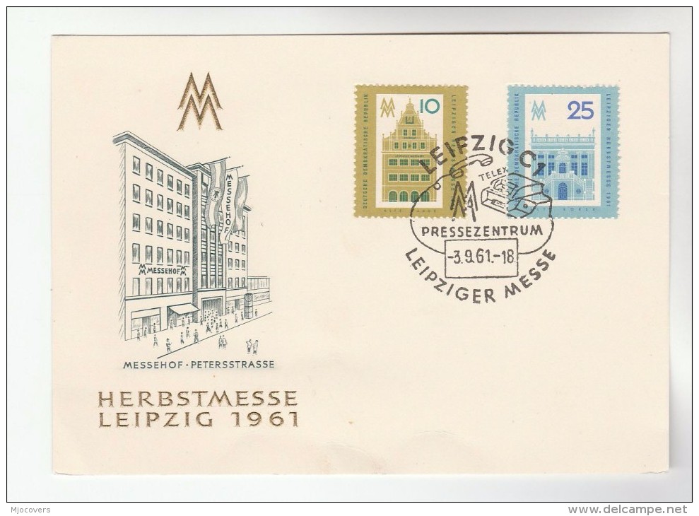 1961 EAST GERMANY Leipzig Faire FDC With SPECIAL Pmk Illus TELEX MACHINE TELEPHONE Telecom Stamps Ddr - Telecom