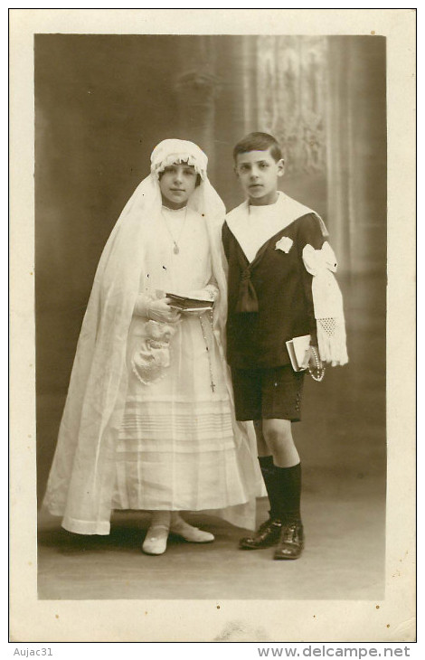 Fêtes - Voeux - Religions - Communion - Enfants - Carte Photo - Photographie Moreau - Saint Germain En Laye - état - Comuniones