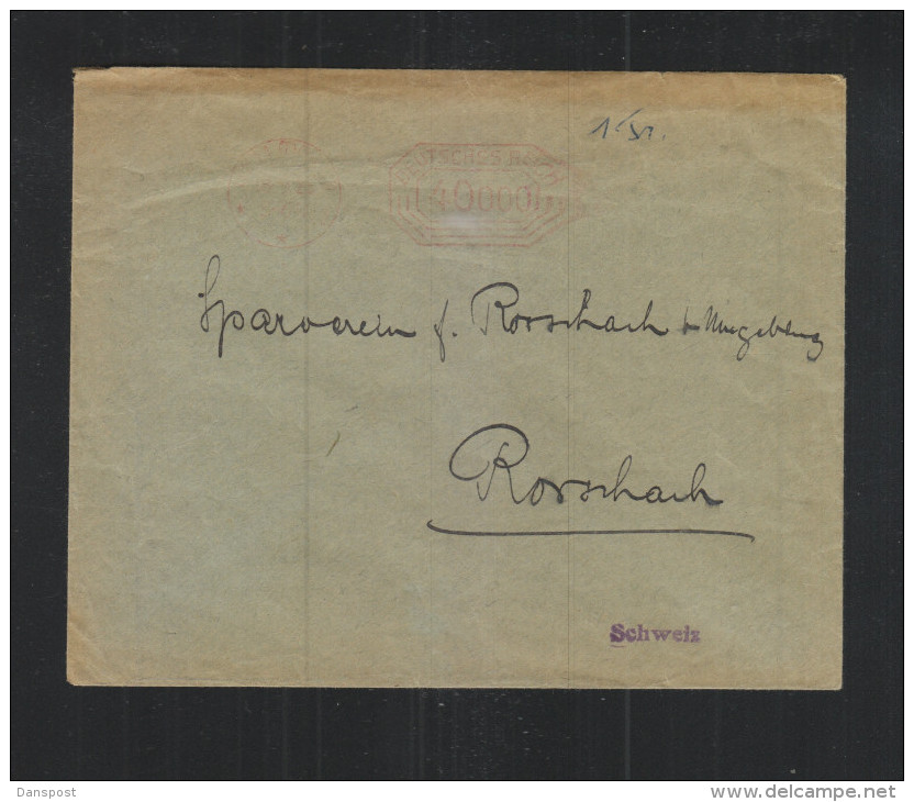 Dt. Reich Brief 1923 Freistempel Ulm In Die Schweiz Gelaufen - Briefe U. Dokumente