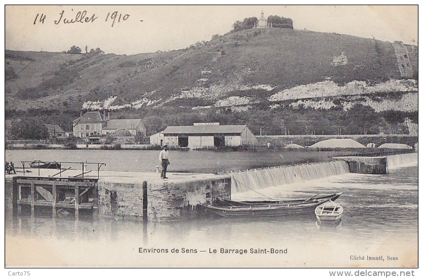 Barrage De Saint-Bond 89 - Ecluse Déversoir - Cliché Ismaël Sens Cachet 1910 - Correspondant Les Provendiers - Autres & Non Classés
