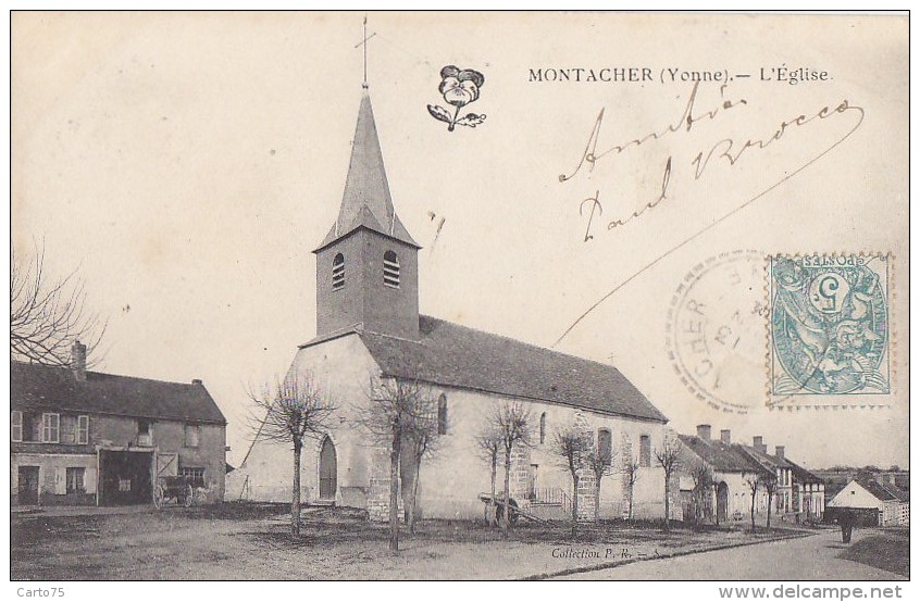 Montacher 89 - Eglise - Cachet Montacher 1904 - Autres & Non Classés