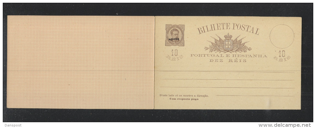 Portugal Acores Stationery With Reply Overprint Unused - Postal Stationery