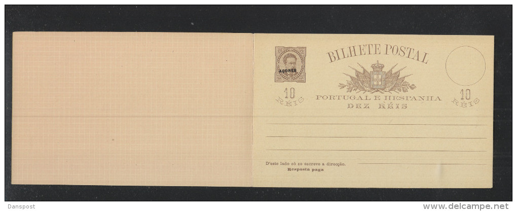 Portugal Acores Stationery With Reply Overprint Unused - Postal Stationery