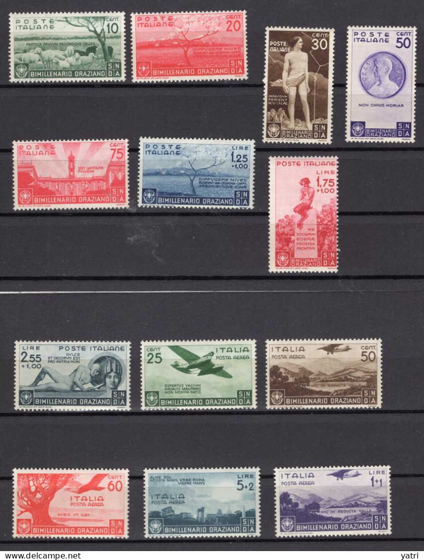 Regno D'Italia - 1936 - Bimillenario Di Orazio  Sass. 398/405 + A96/A99 ** MNH - Nuovi