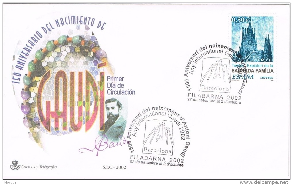 R 1066. Carta Exposicion BARCELONA 2002. Filabarna, Año Internacional GAUDI - Cartas & Documentos