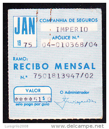 VIGNETTE - COMPANHIA DE SEGUROS IMPÉRIO - JAN 1975 - Emissions Locales