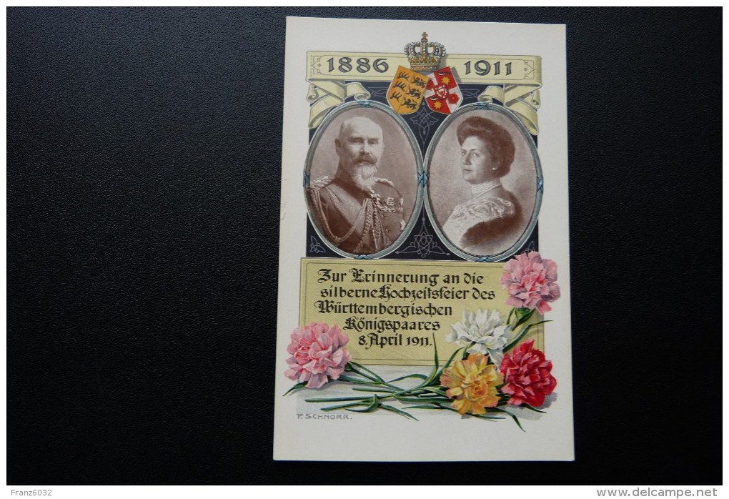 Württembergisches Königspaar  1911 Silberne Hochzeit - Königshäuser