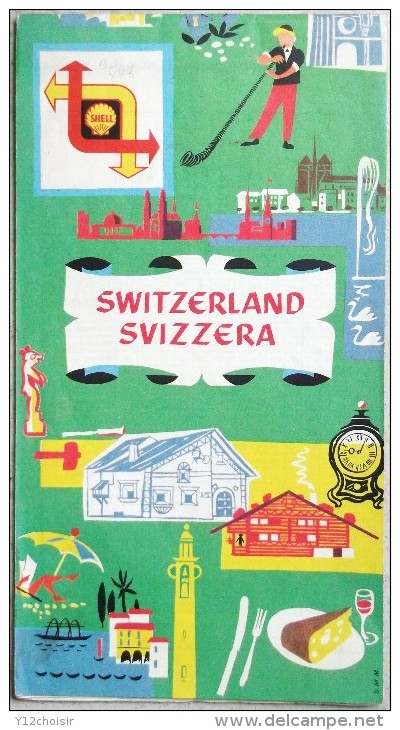 ANCIENNE CARTE SHELL TOURING DE LA SUISSE SWITZERLAND SVIZZERA SCHWEIZ