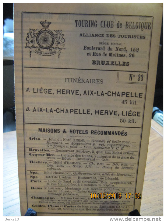 ITINERAIRE TCB N°33 A: LIEGE, HERVE, AIX-LA-CHAPELLE B: AIX-LA-CHAPELLE, HERVE, LIEGE - Autres & Non Classés