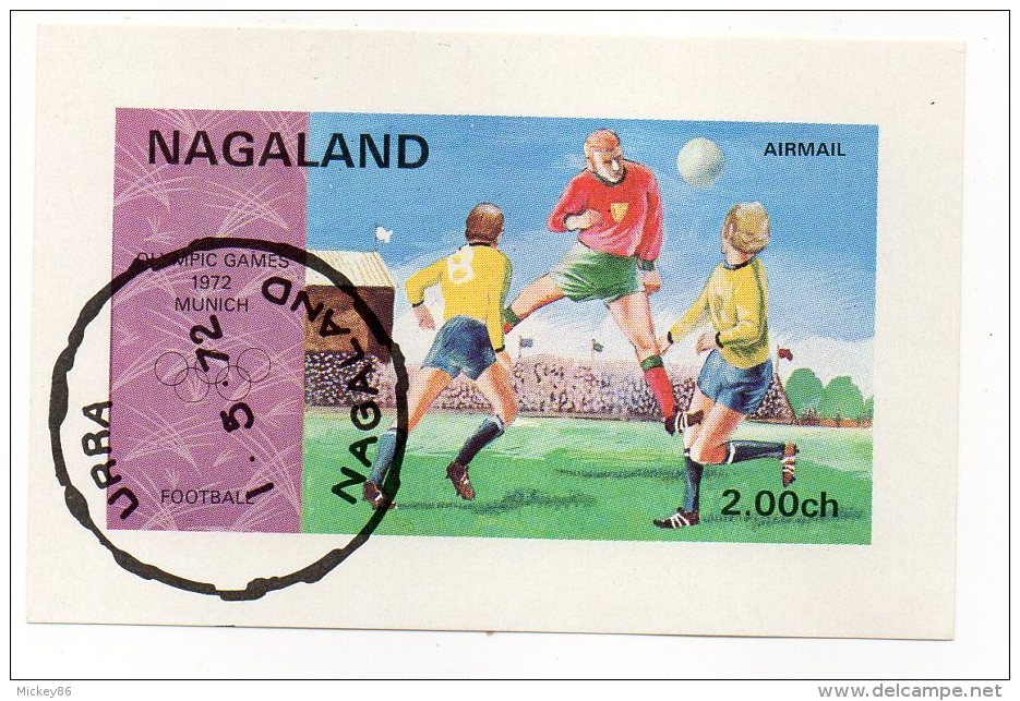 Inde--NAGALAND--Football--Jeux Olympiques De MUNICH 1972--timbre Non Dentelé -cachet URRA Du 1-5-72 - Gebruikt