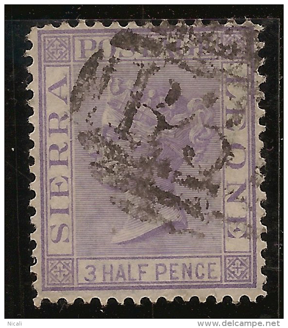 SIERRA LEONE 1876 1 1/2d Lilac QV SG 18 U #MJ17 - Sierra Leone (...-1960)