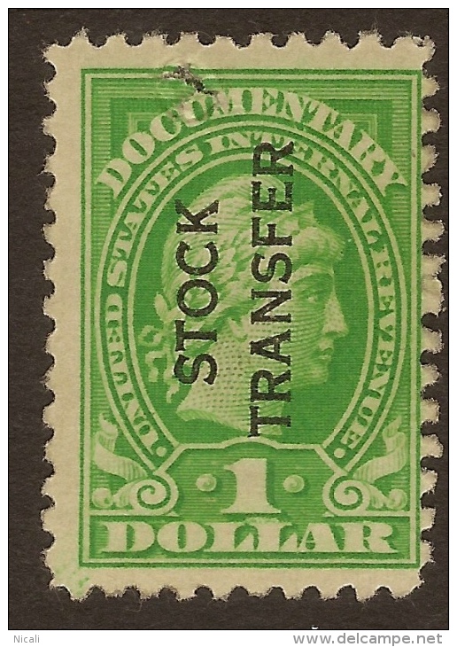 USA 1928 $1 Stock Transfer P10 HM #RH224 - Steuermarken