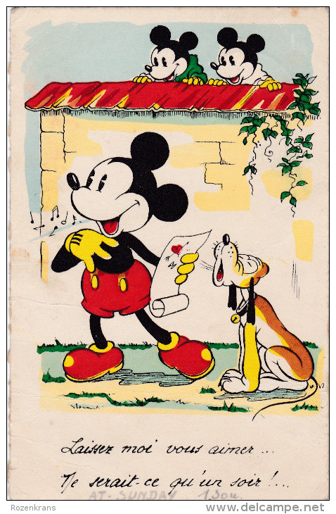 1938 Mickey Mouse In Love Amoureux Disney Walt Old Original Hond Dog Chien Pluto Postcard Séphériadès Hasselt Post - Autres & Non Classés