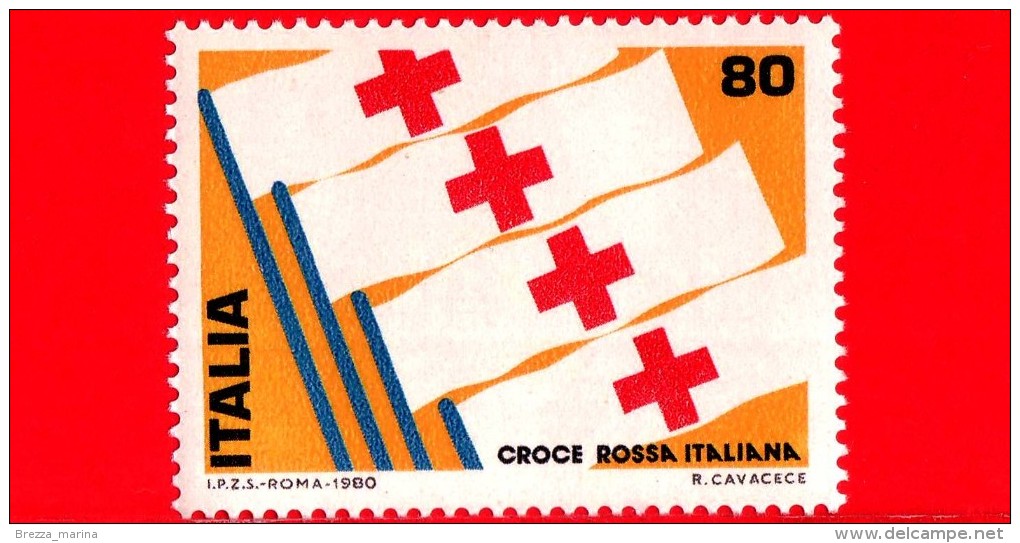 Nuovo - MNH - ITALIA - 1980 - 1° Mostra Internazionale Del Francobollo Della Croce Rossa - 80 L. • Bandiere - 1971-80:  Nuovi