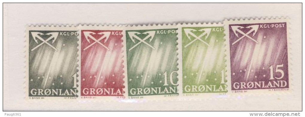 GROENLAND 1963 COURANTS Yvert N°36/40 NEUF MNH** - Ungebraucht