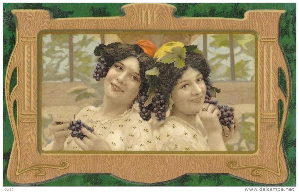 Couple Femmes Dans Un Cadre - Grappes De Raisins - Litho Kopal - Vrouwen