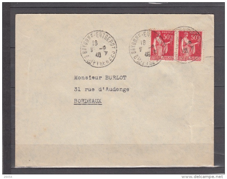 Lot De 2 Lettres TAXEES Annees 1940 Et 1941 Pour BORDEAUX  Iris 1f Rouge - 1859-1959 Lettres & Documents