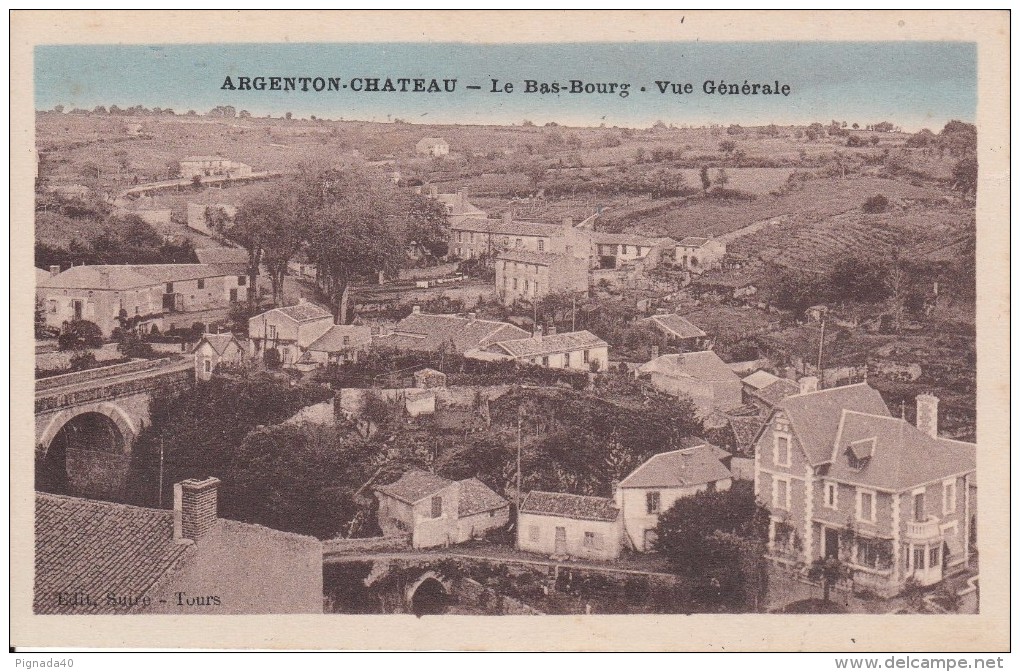 Cp , 79 , ARGENTON-CHÂTEAU , Le Bas-Bourg , Vue Générale - Argenton Chateau