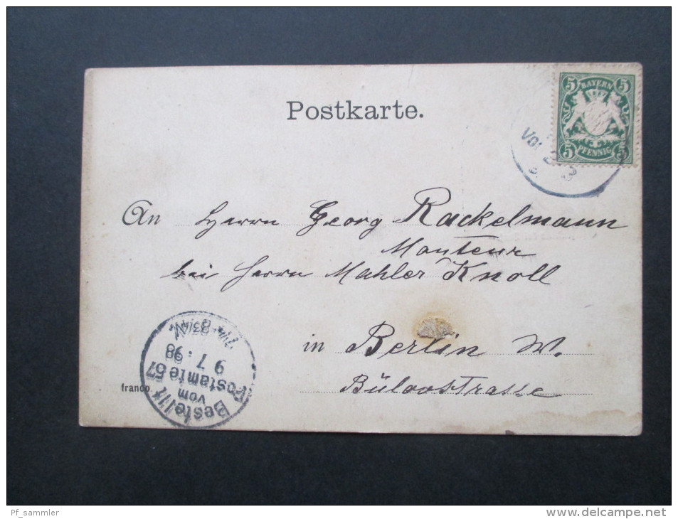 AK / Privatpostkarte?! 1898 Schützenkeller Bei Lauf. Blaudruck. Schützentradition!! Altdeutschland Bayern - Lauf