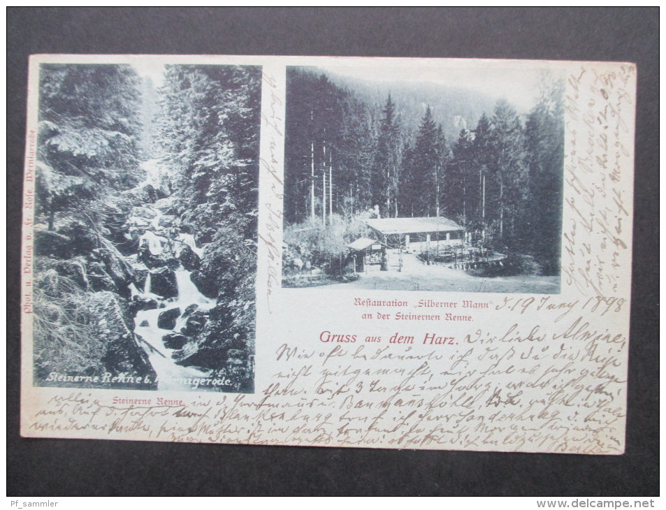 AK / Mehrbildkarte 1898 Gruss Aus Dem Harz. Steinerne Renne B. Wernigerode. Restauration Silberner Mann. - Wernigerode