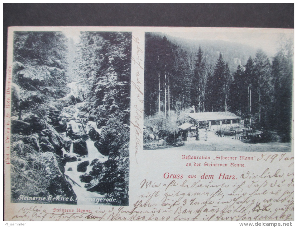 AK / Mehrbildkarte 1898 Gruss Aus Dem Harz. Steinerne Renne B. Wernigerode. Restauration Silberner Mann. - Wernigerode