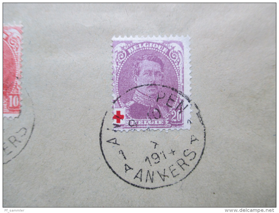 Belgien 1914 Rotes Kreuz Nr. 104 - 106 Und 107 - 109 Auf Einem Umschlag! Satzbrief! KW Für Gestempelt: 65€ - 1914-1915 Red Cross