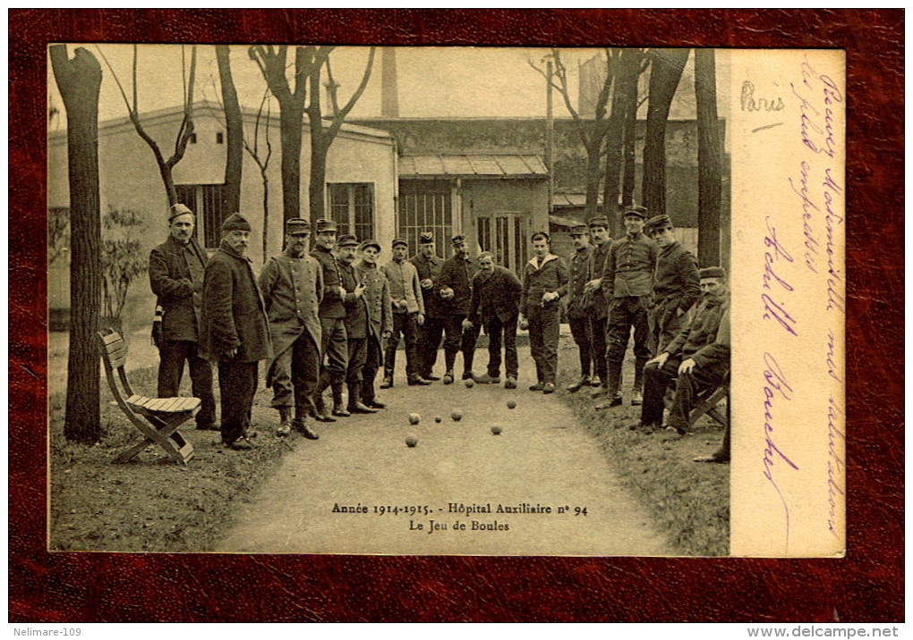 Cpa MILITARIA GUERRE 1914 HOPITAL AUXILIAIRE N° 94 à PARIS - MILITAIRES Au JEU DE BOULES - Santé, Hôpitaux