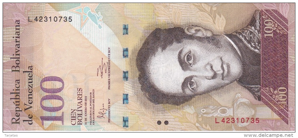 BILLETE DE VENEZUELA DE 100 BOLIVARES DEL 31 DE ENERO 2012 (BANK NOTE) PAJARO-BIRD - Venezuela