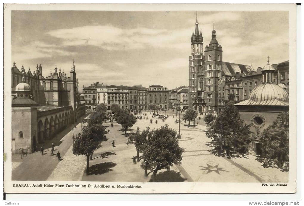 POLOGNE . KRAKAU . ADOLF HITLER PLATZ TUCHHALLEN ST. ADALBERT U. MARIENKIRCHE - Polen