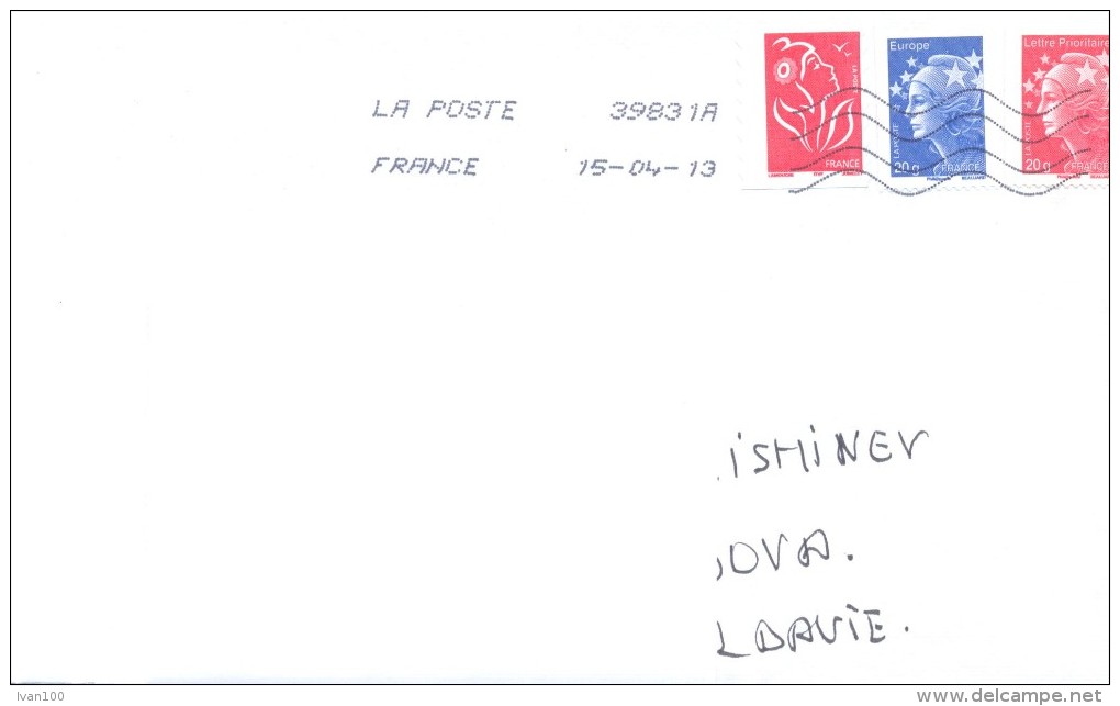 2013. France, The Letter By Ordinary Post To Moldova - Lettres & Documents