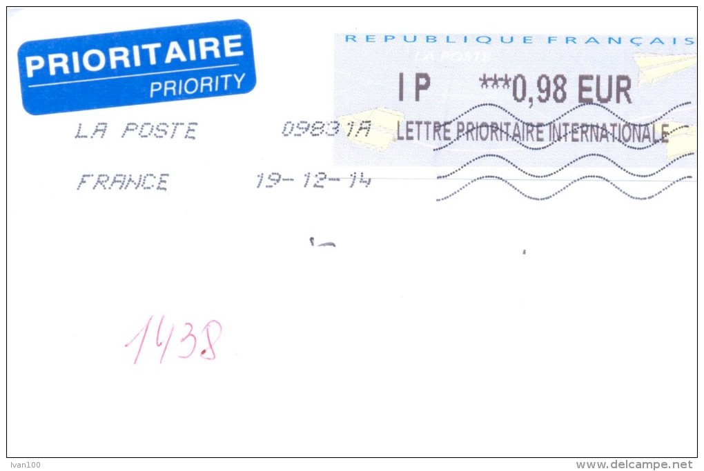 2014. France, The Letter By Prioritaire Post To Moldova - Cartas & Documentos