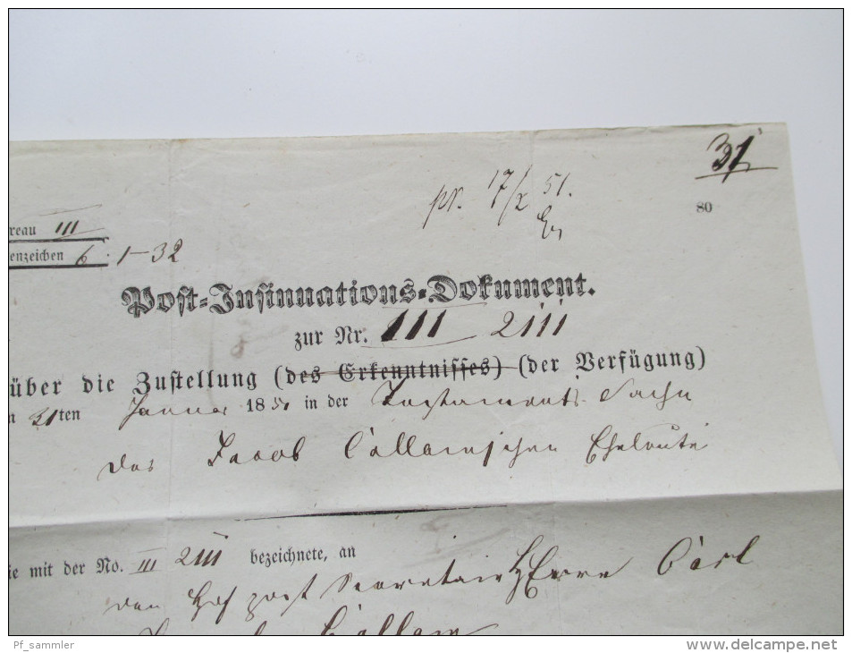 Post - Insinuations - Dokument / Behändigunsschein 1857 Berlin L2 Marken Leider Abgelöst!! Nach Stolp (heute Polen) - Covers & Documents