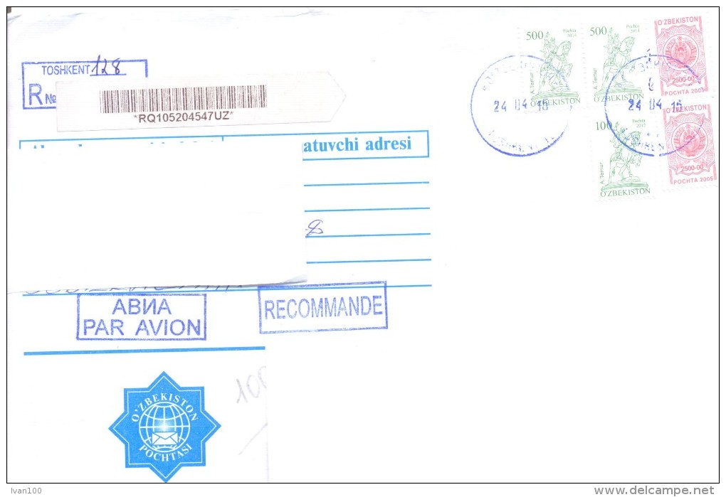 2015. Uzbekistan, The Letter By Registered Air-mail Post To Moldova - Uzbekistan